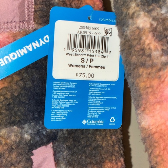 NWT Columbia Women's West Bend™ Print Full Zip II Fleece Jacket Sz S - Picture 7 of 8